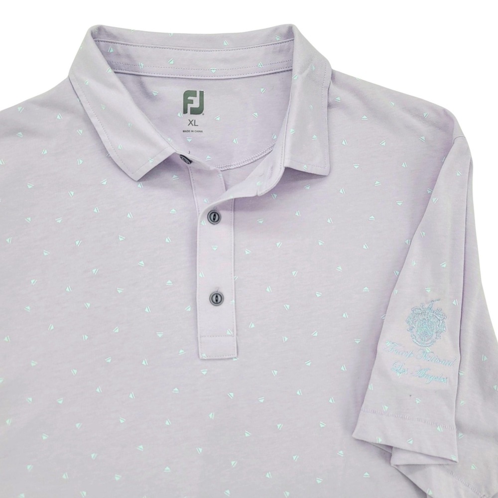 FJ FootJoy Mens XL Polo Shirt Polyester Blend Purple Golf Performance Logo‎